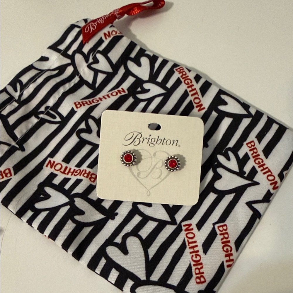 Brighton twinkle Red and Silver Stud Earrings